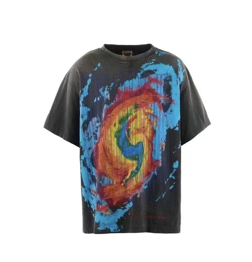 Saint Michael Vintage Crew Neck T-Shirt - Galaxy Print, Distressed Look 1 i1734678590 5809 3
