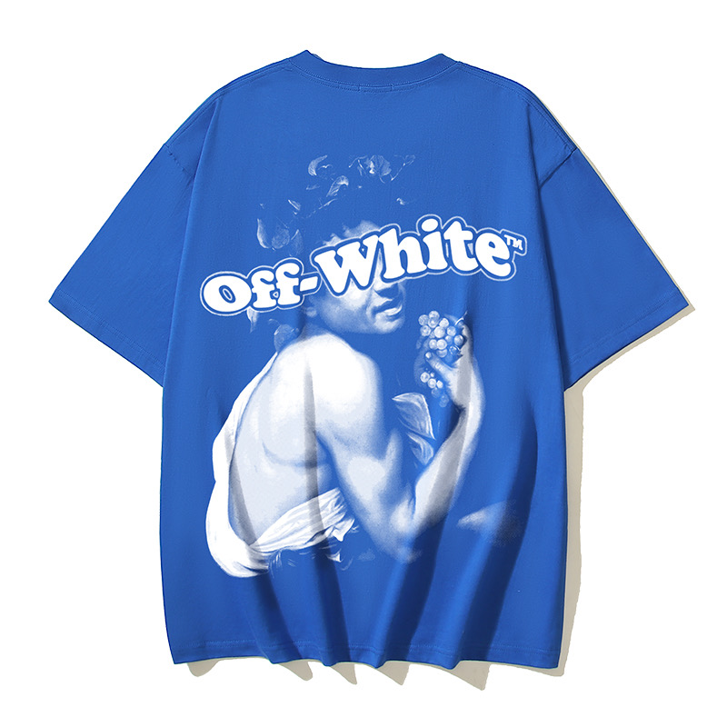 Off-White OW Printed Crew Neck T-Shirt - Blue Artistic Graphic Tee 1 i1735719012829 9184 0 0