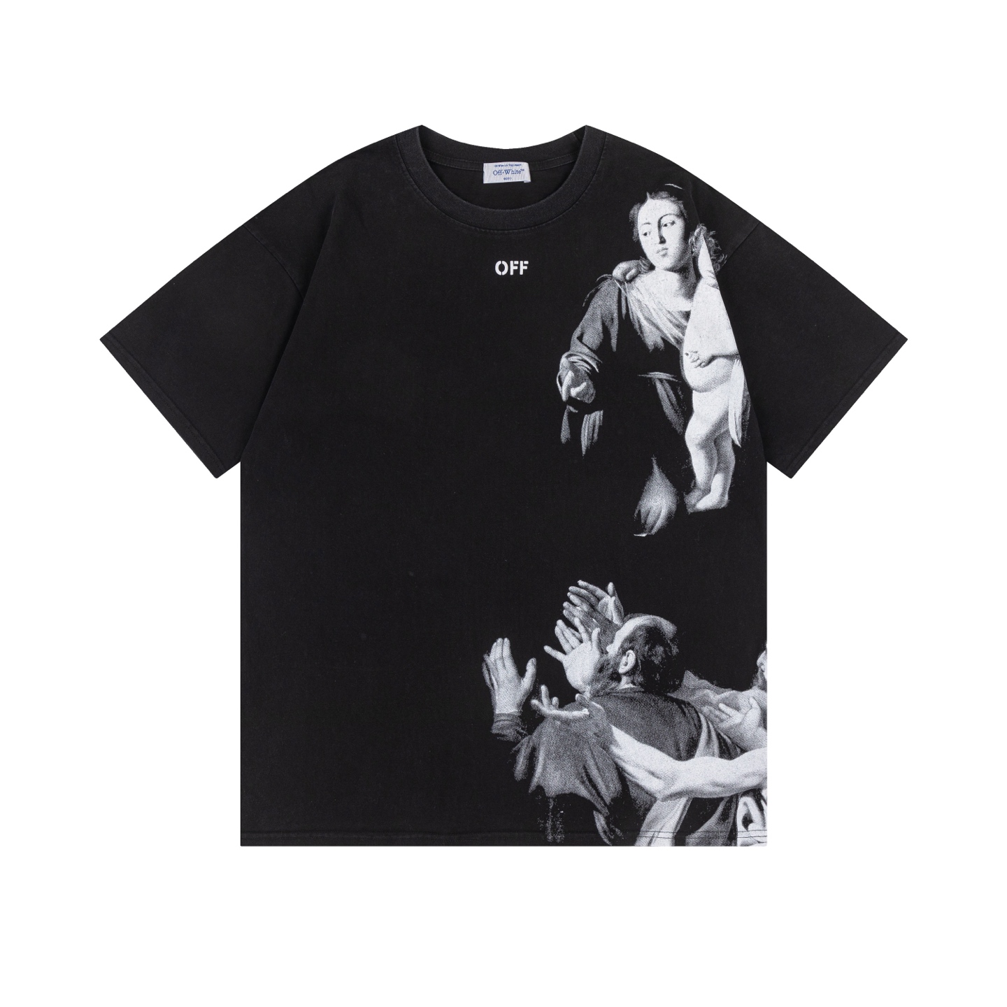 Off-White Printed Crew Neck T-Shirt | Artistic Graphic Tee, Modern Fit 2 i1740448903822 778 0 0