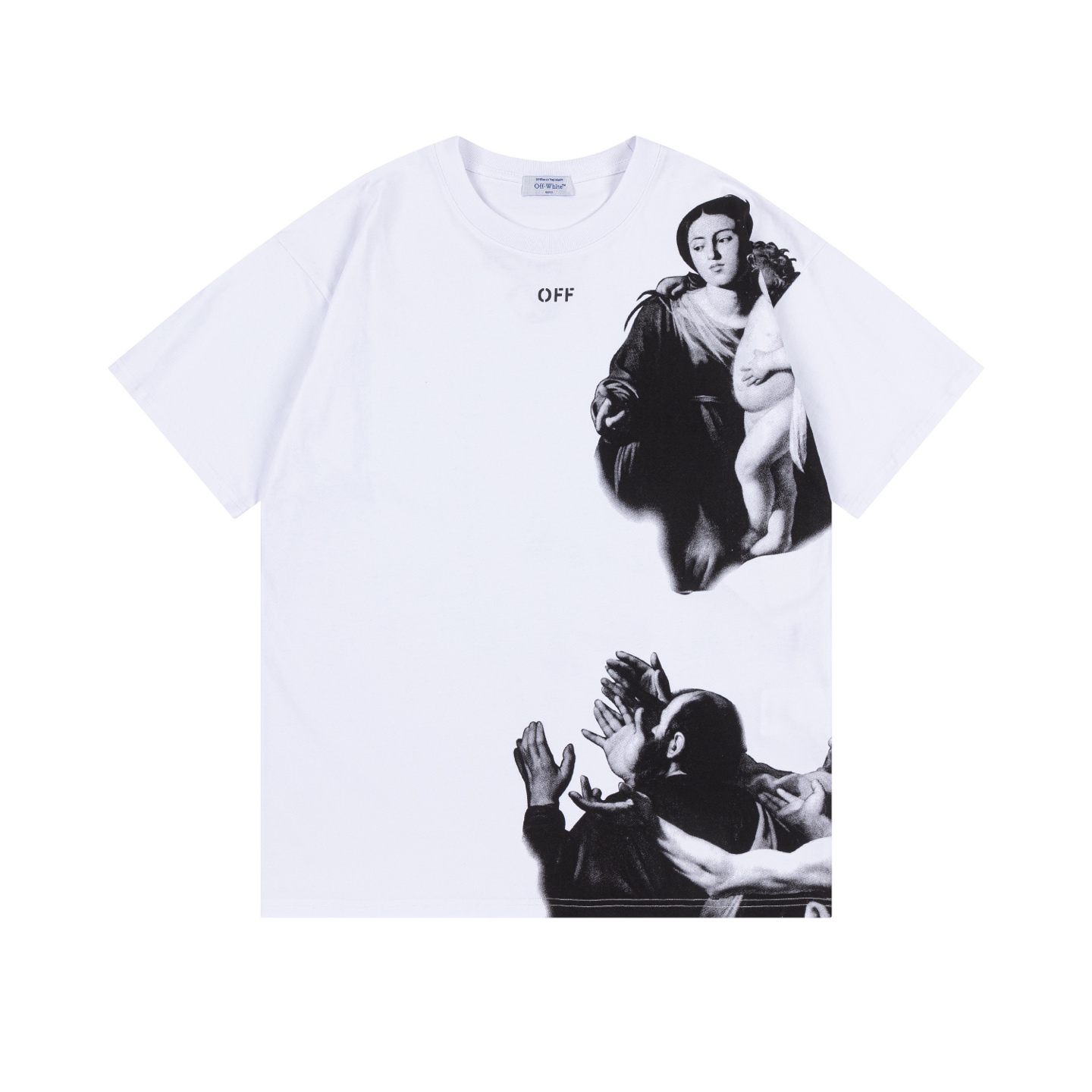 Off-White Printed Crew Neck T-Shirt | Artistic Graphic Tee, Modern Fit 4 i1740448905237 8056 0 2