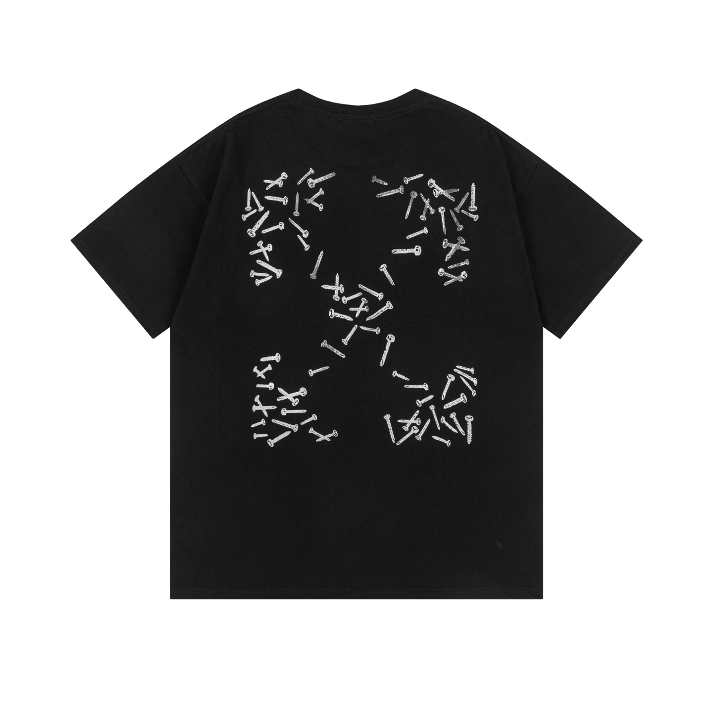 Off-White Men's Grey Arrows Nails Graphic Print Crew Neck Cotton T-Shirt 6 i1740449207001 3445 0 5
