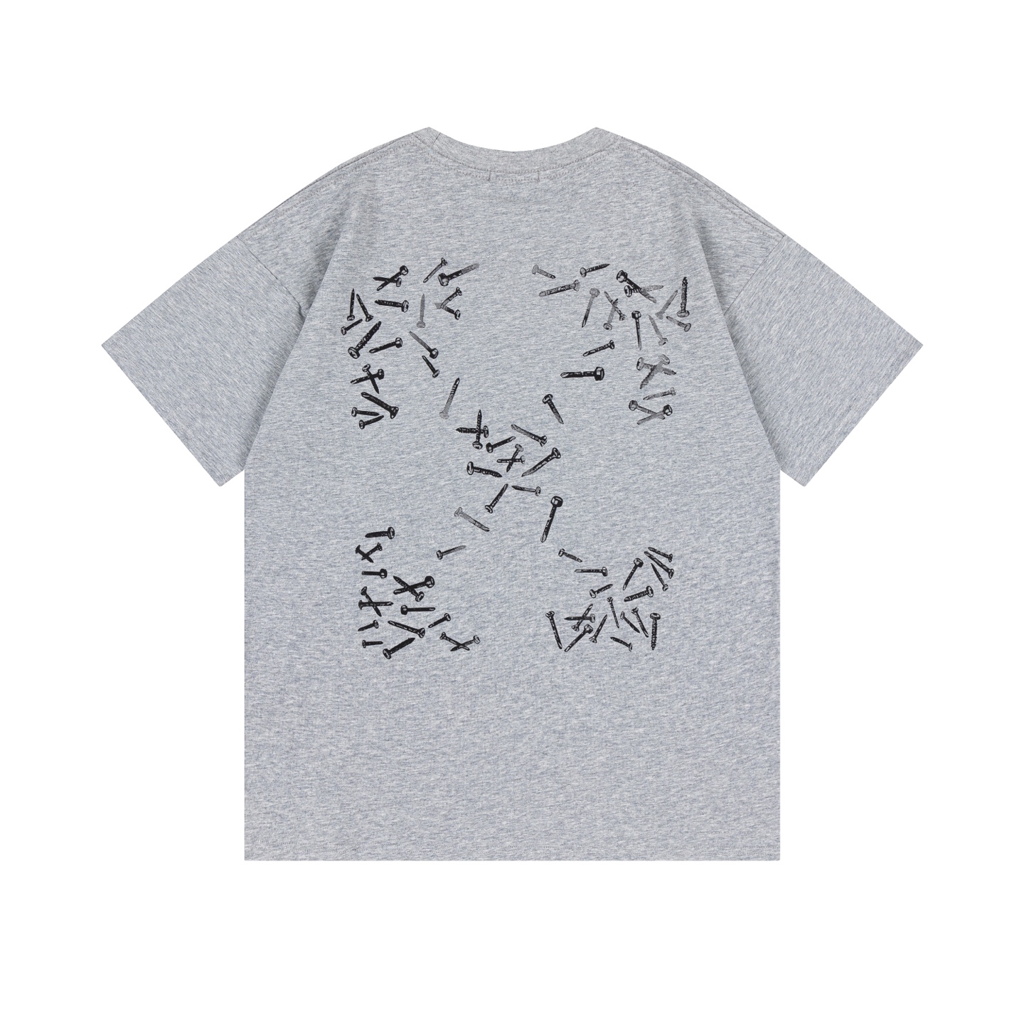 Off-White Men's Grey Arrows Nails Graphic Print Crew Neck Cotton T-Shirt 4 i1740449212893 3863 0 3