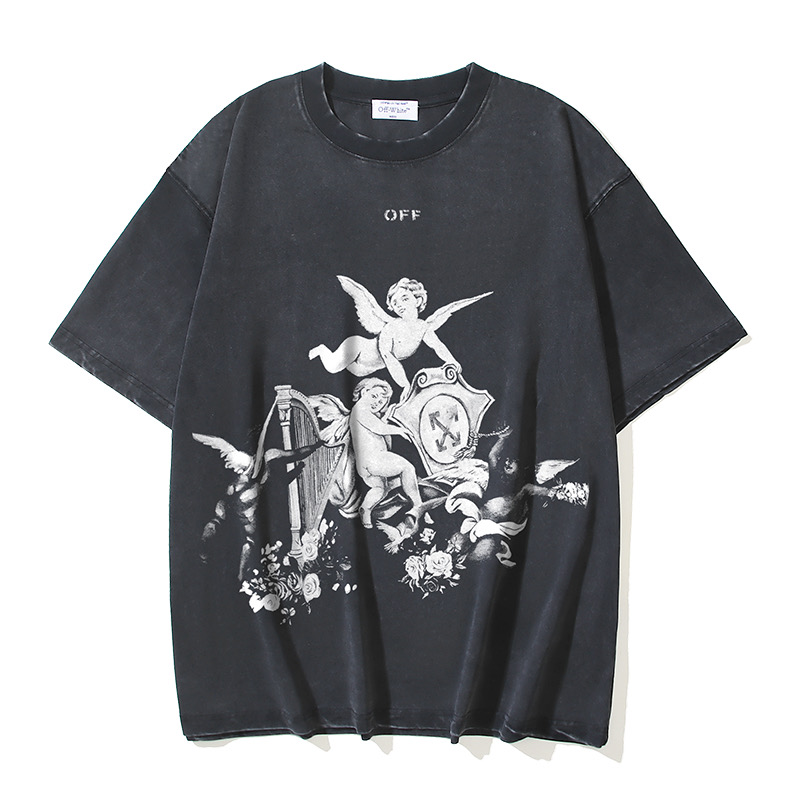 Off-White Men's Black Angels Graphic Print Crew Neck Short Sleeve T-Shirt 1 i1743300200917 1500 0 0