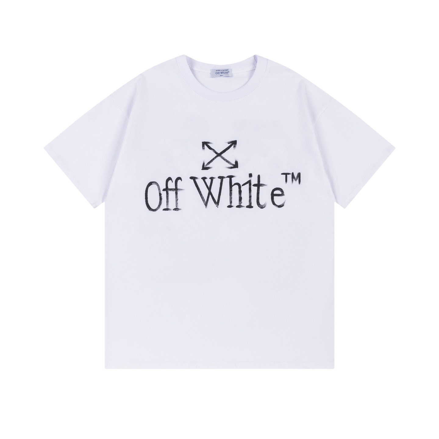 Off White Printed Crew Neck T-Shirt Casual Short Sleeve Tee Tops For Men 2 i1746324057403 1560 0 0