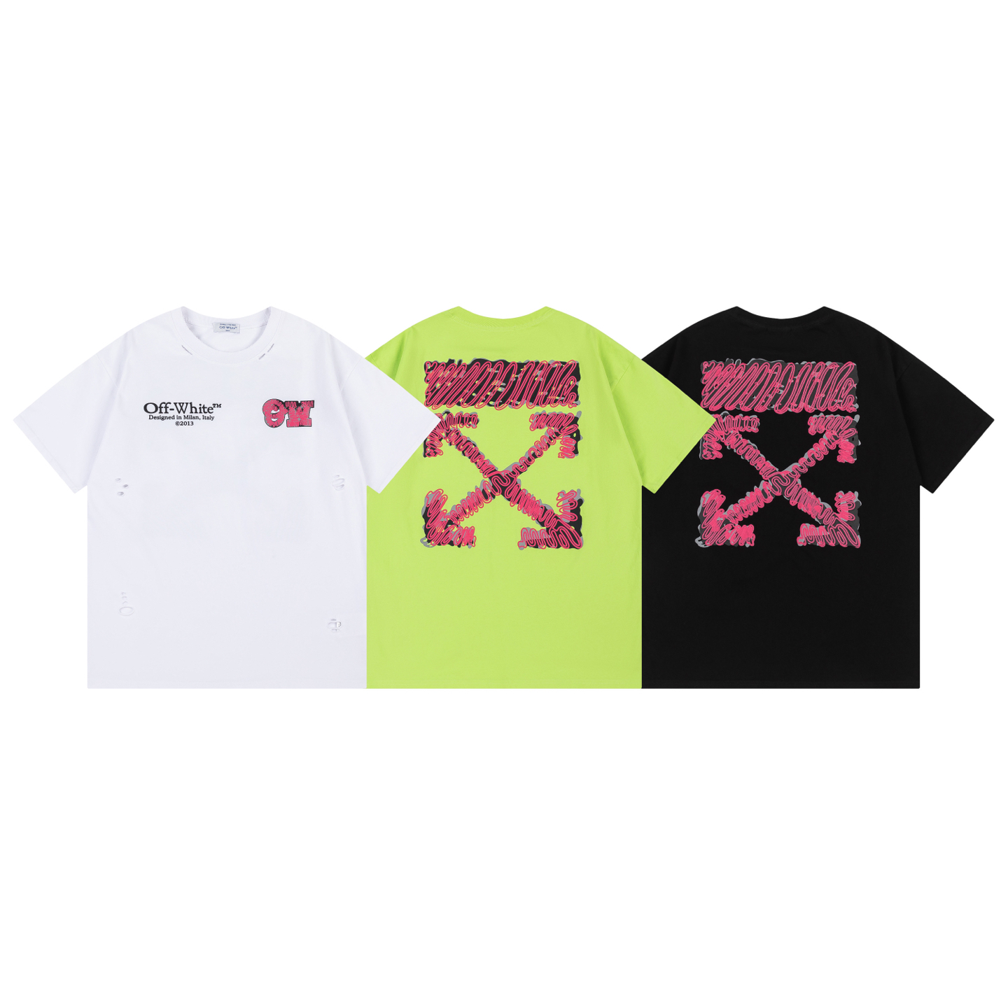 Off-White Printed Crew Neck T-Shirts/Tees/Tops, Available in Sizes S-XL 2 i1746324151954 8008 0 0