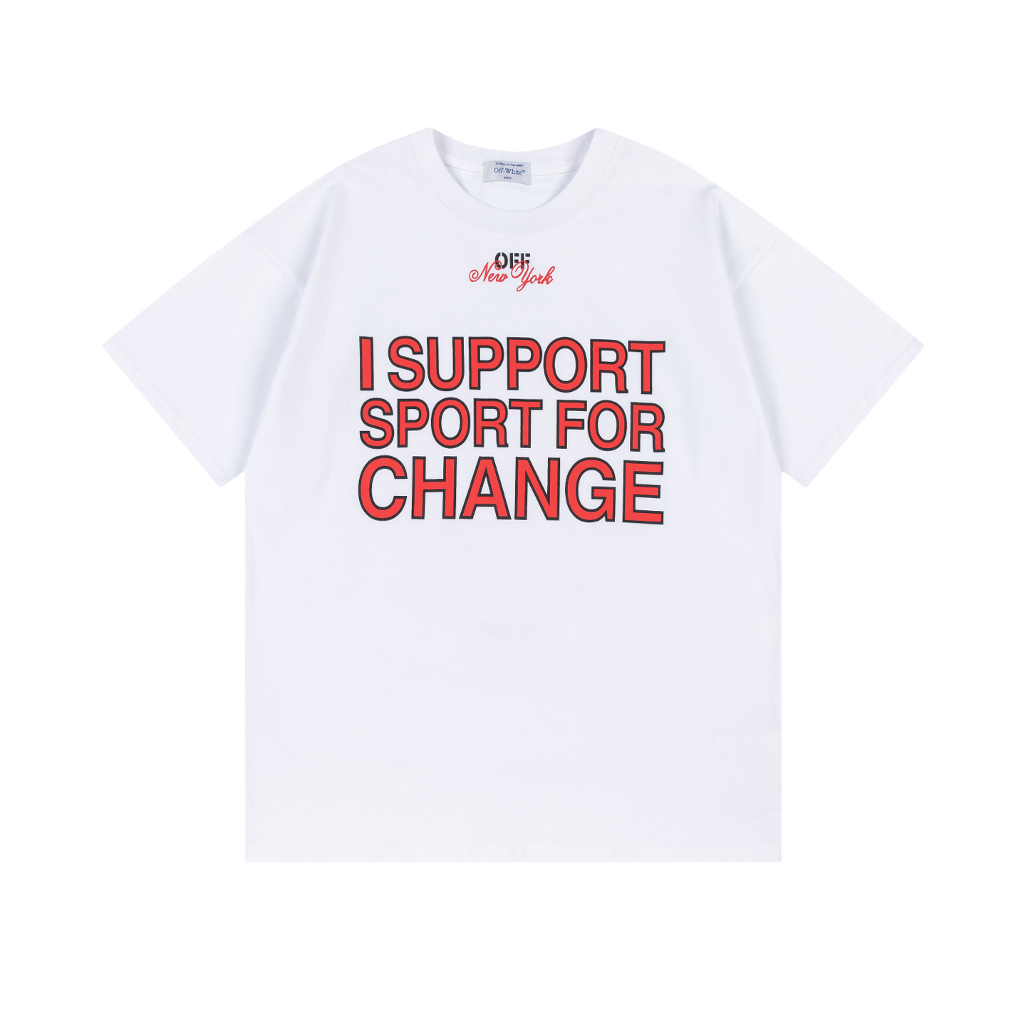 Off-White 'I Support Sport For Change' Crew Neck T-Shirt - White 2 i1746324212862 5629 0 0