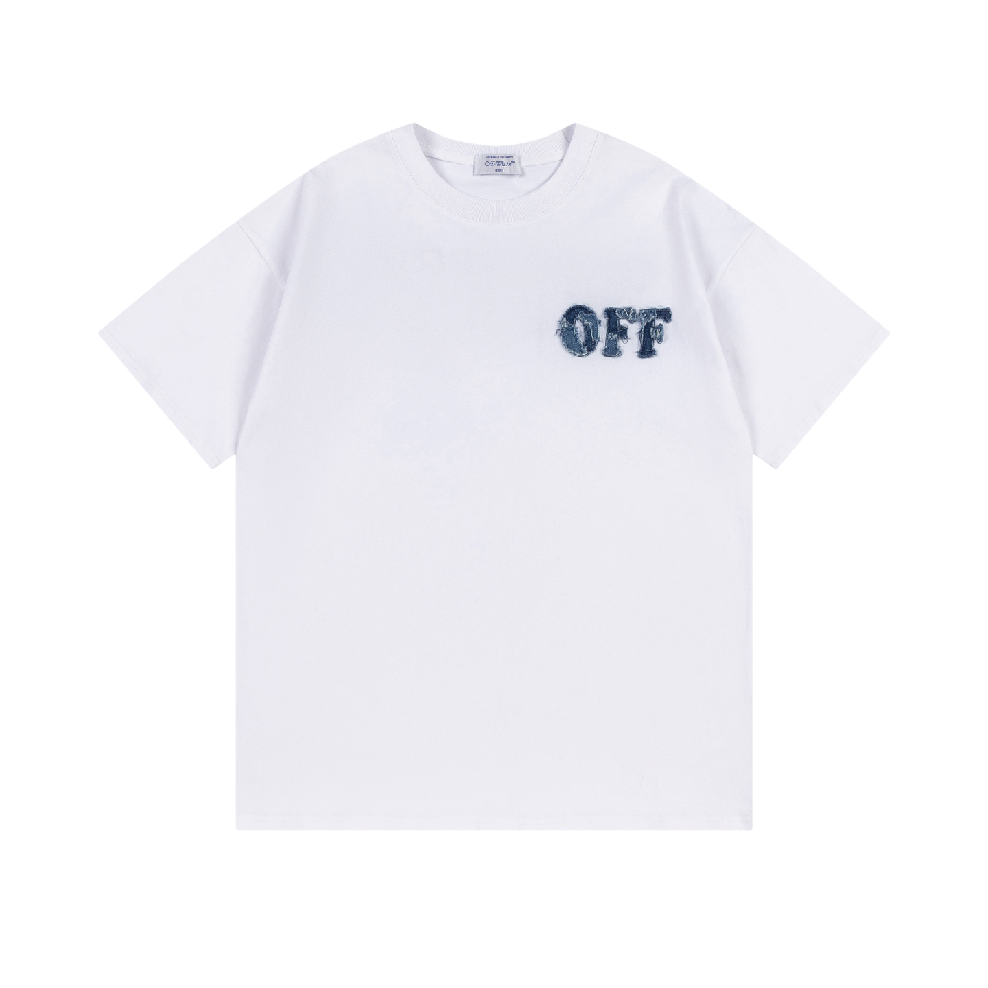 Off-White Black Crew Neck T-Shirt with Denim Logo - Stylish Comfort 4 i1747706474187 1109 0 2