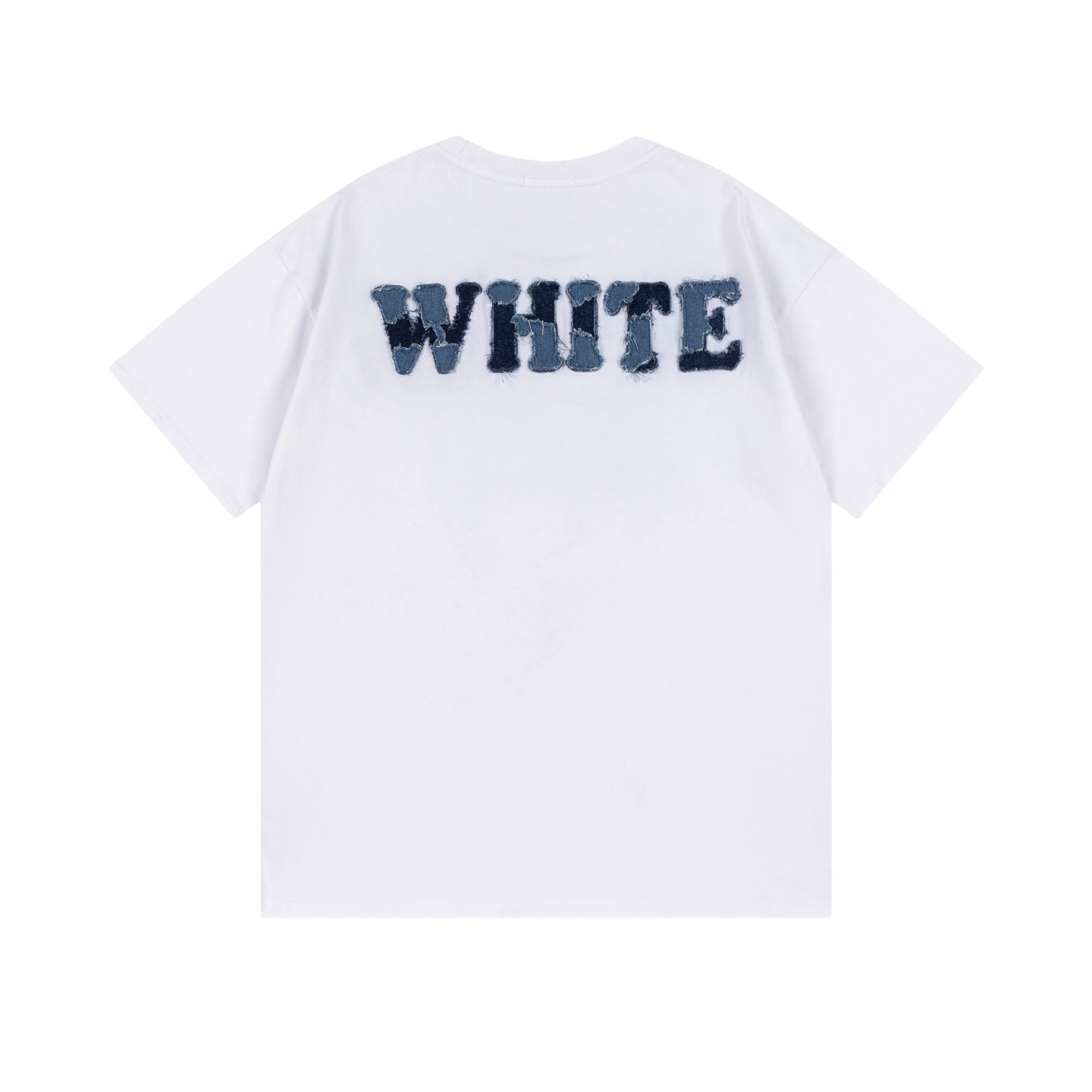 Off-White Black Crew Neck T-Shirt with Denim Logo - Stylish Comfort 5 i1747706474194 8119 0 3