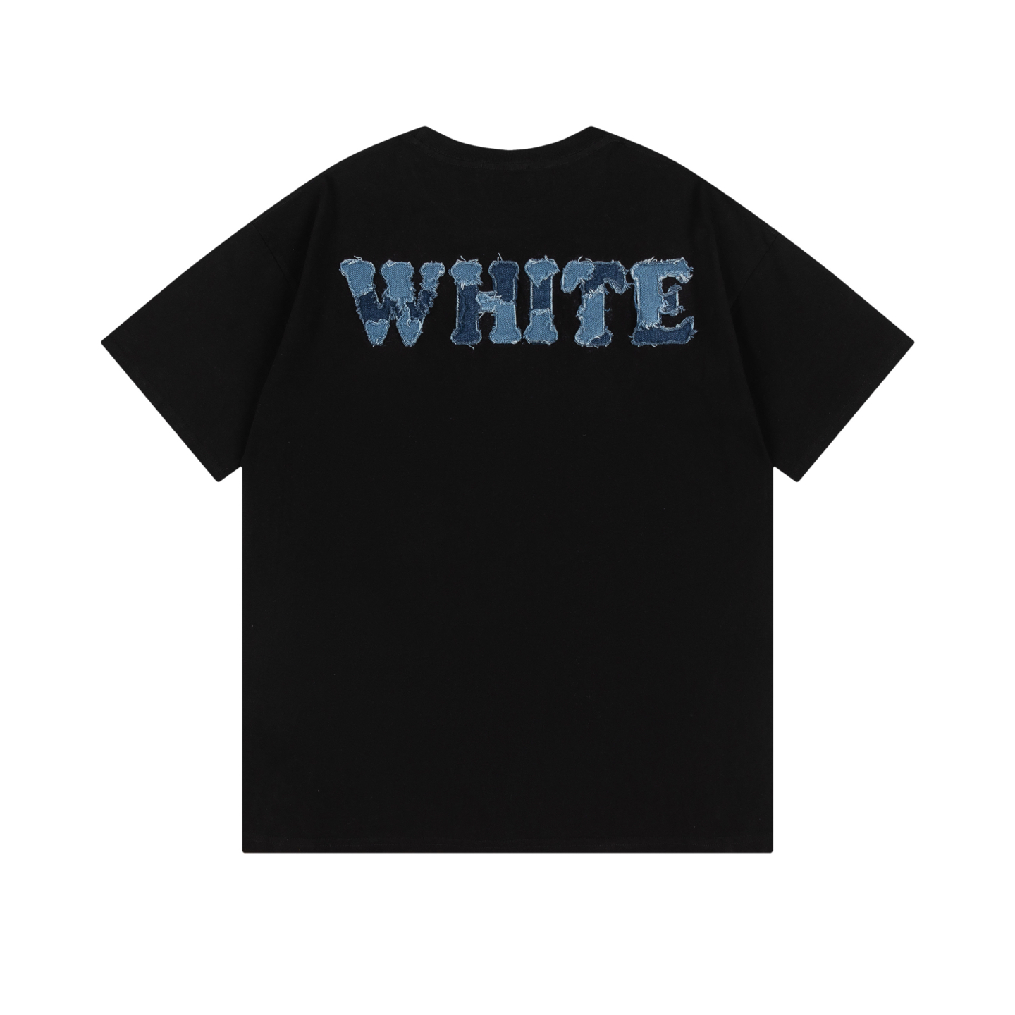 Off-White Black Crew Neck T-Shirt with Denim Logo - Stylish Comfort 3 i1747706474195 3886 0 1