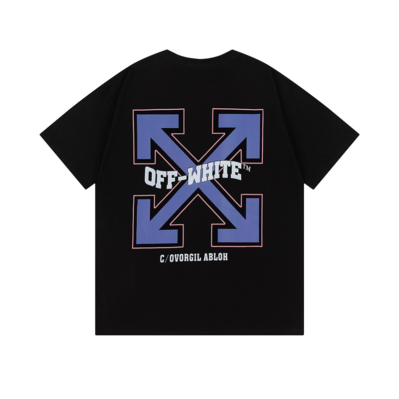 Off-White Printed Crew Neck T-Shirt - Blue Arrows Graphic - S to XL Sizes 1 i1747706512047 2685 0 0