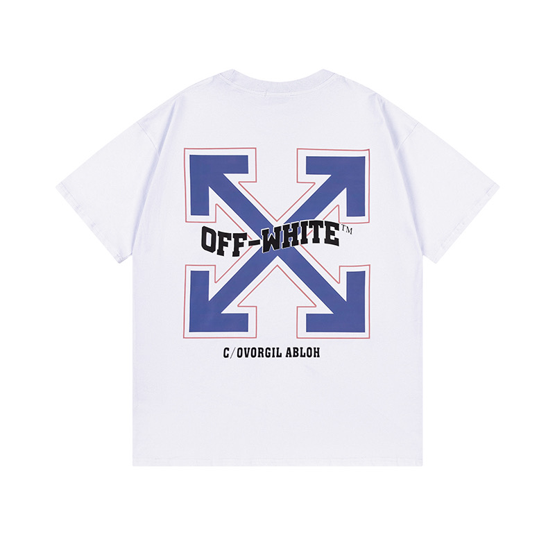 Off-White Printed Crew Neck T-Shirt - Blue Arrows Graphic - S to XL Sizes 3 i1747706512047 4075 0 2