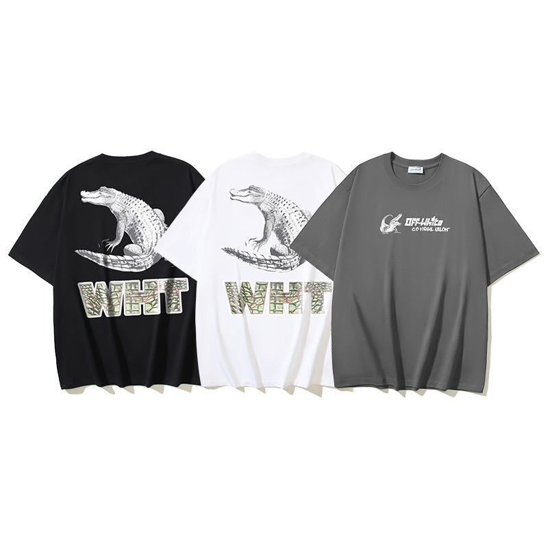Off-White Printed Crew Neck T-Shirt | Crocodile Design | S-XL Sizes 2 i1747707301788 9687 0 0