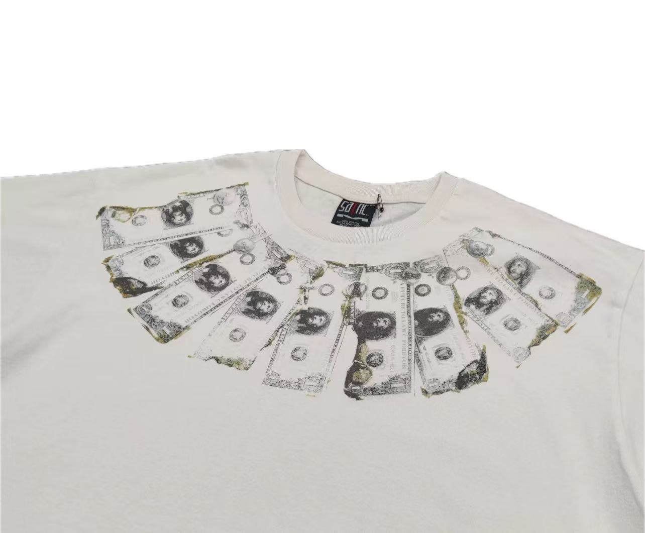 Saint Michael Vintage Crew Neck T-Shirt with Money Print - S to XL 3 i1748052526507 7850 0 1