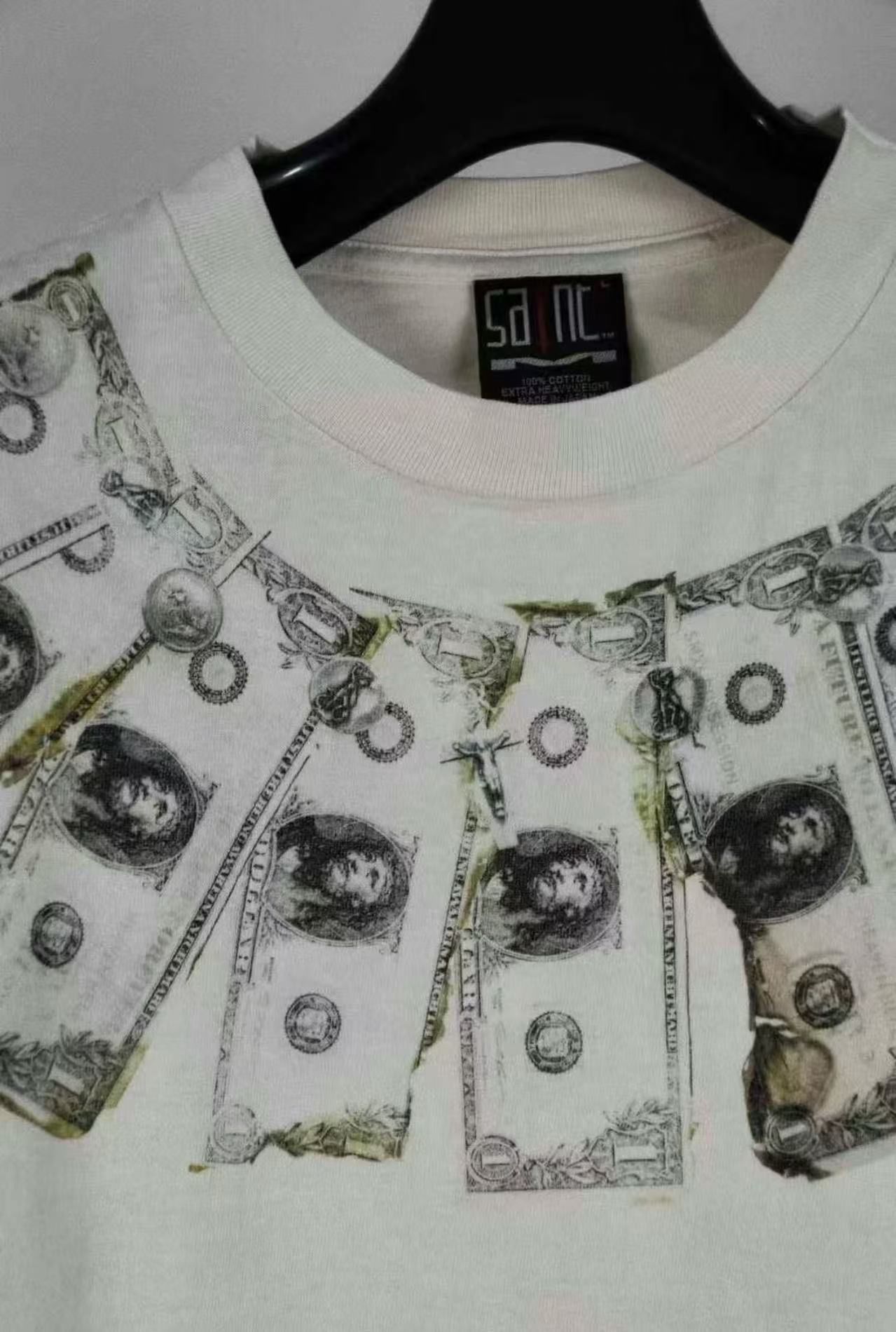Saint Michael Vintage Crew Neck T-Shirt with Money Print - S to XL 5 i1748052526972 7260 0 3