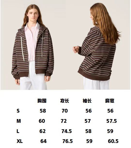 Miu Miu Striped Full-Zip Hoodie Brown/White Unisex Cotton Blend Sweatshirt 6 i1760416158183 5089 0 5