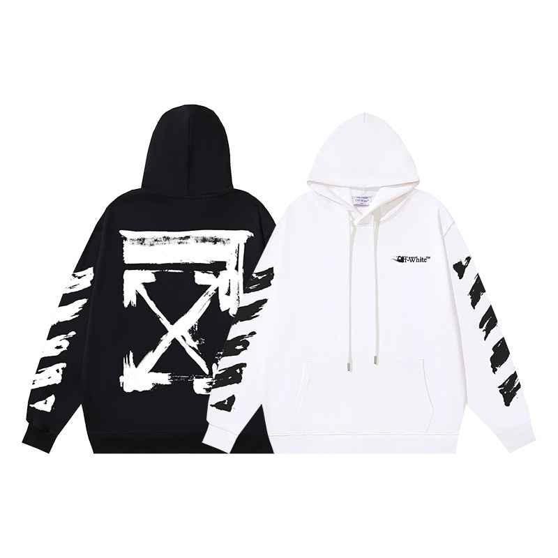 Off-White Brush Stroke Arrow Print Hoodie Pullover Sweatshirt, Size S-XL 1 i1760770543197 9043 0 0