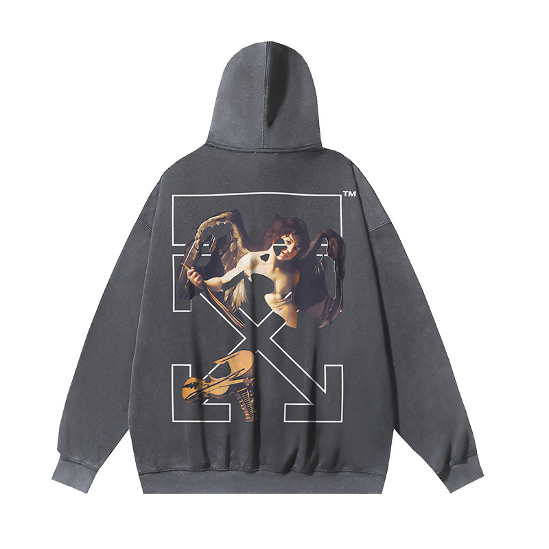 Off-White Caravaggio Arrows Print Slim Fit Hoodie Sweatshirt Pullover Jumper