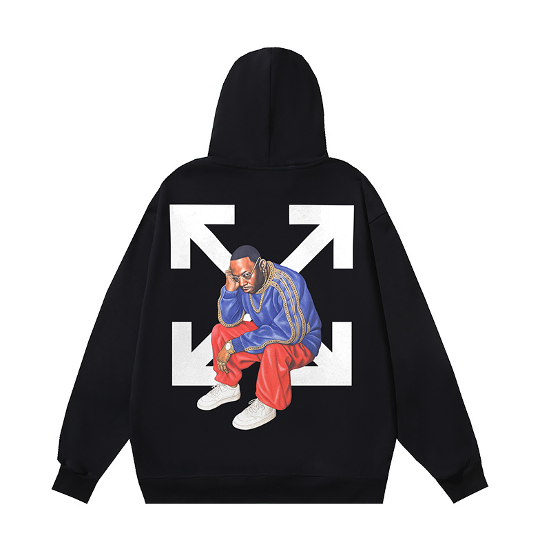 Off-White Men's Arrows Print Graphic Hoodie Sweatshirt Black