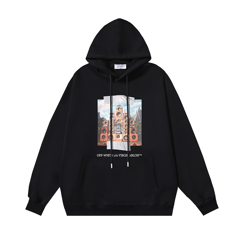 Off-White Men's Black Speaker Print Cotton Hoodie - Sizes S to XL 1 i1760781220441 5557 0 0