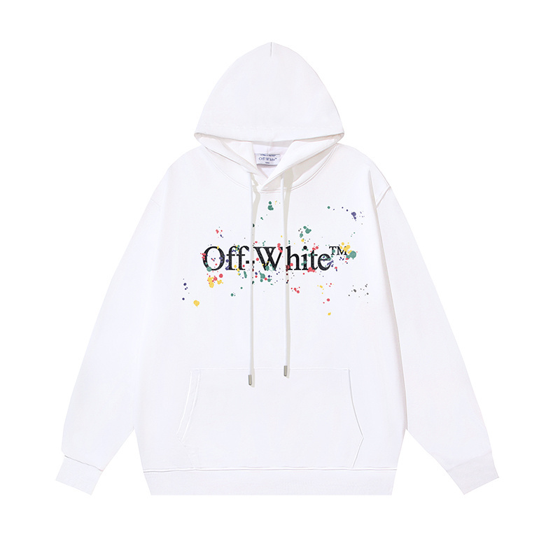 Off-White White Multicolor Splatter Paint Logo Hoodie Sweatshirt Pullover