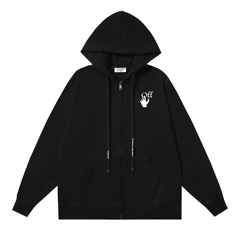 Off-White Black Arrows Zip-Up Hoodie Sweatshirt For Men and Women