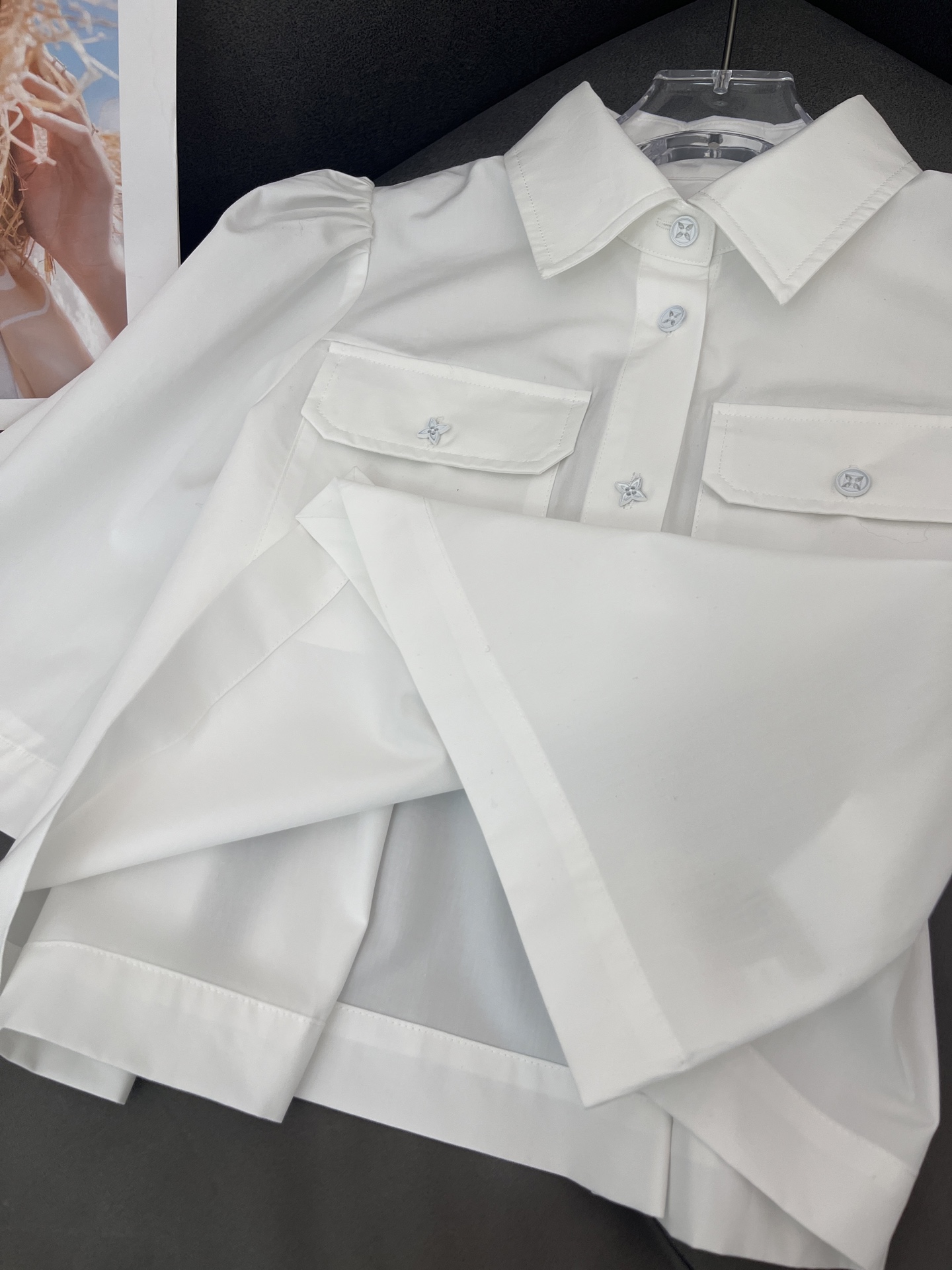 louis vuitton gathered cotton short sleeved shirt