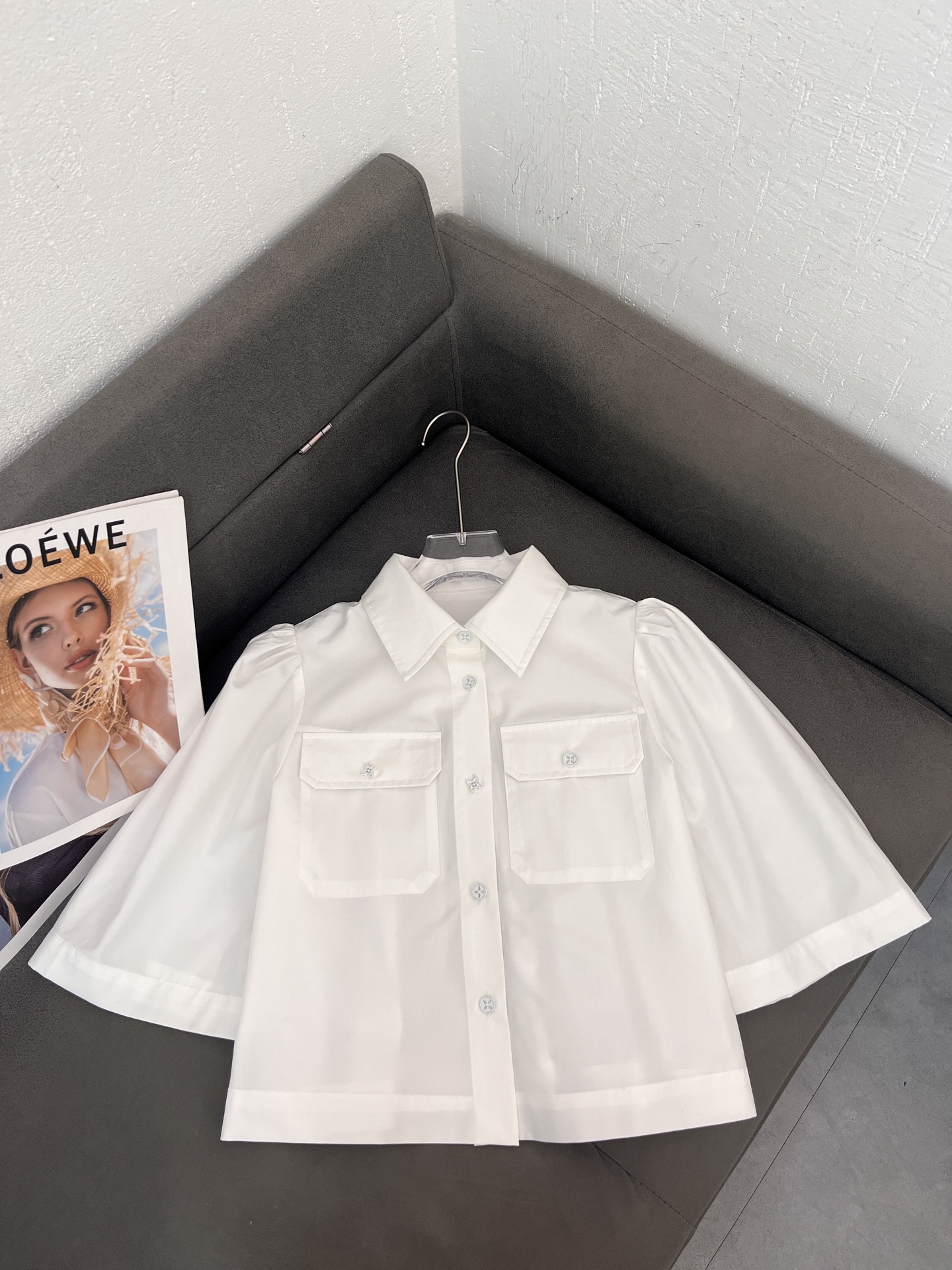 louis vuitton gathered cotton short sleeved shirt