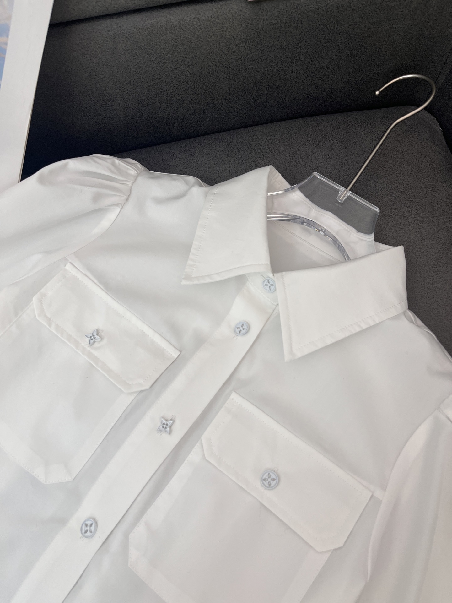 louis vuitton gathered cotton short sleeved shirt