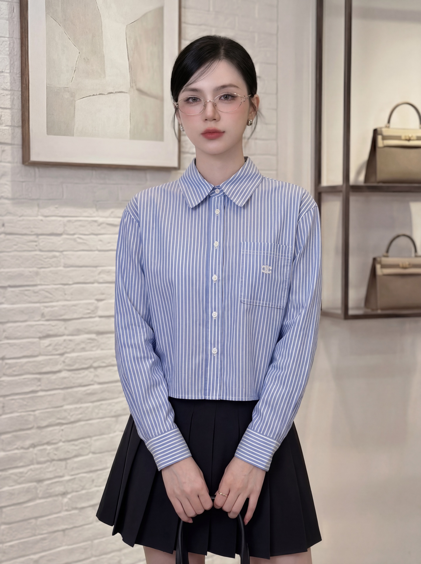 Celine Blue Stripe Cotton Shirt