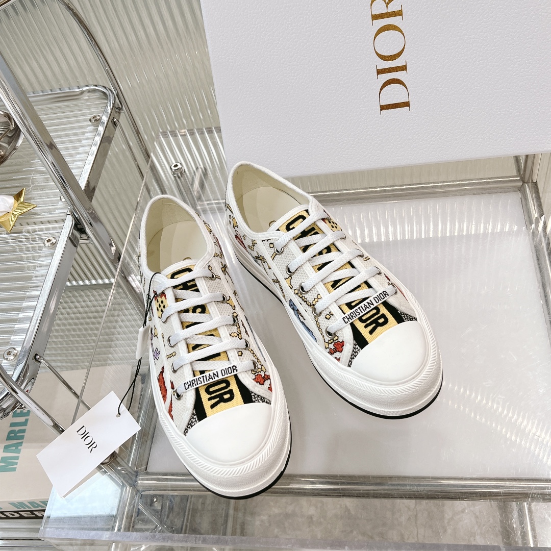 AAAA Customize
 Dior Shoes Sneakers Embroidery Cotton Cowhide PU TPU Oblique Casual