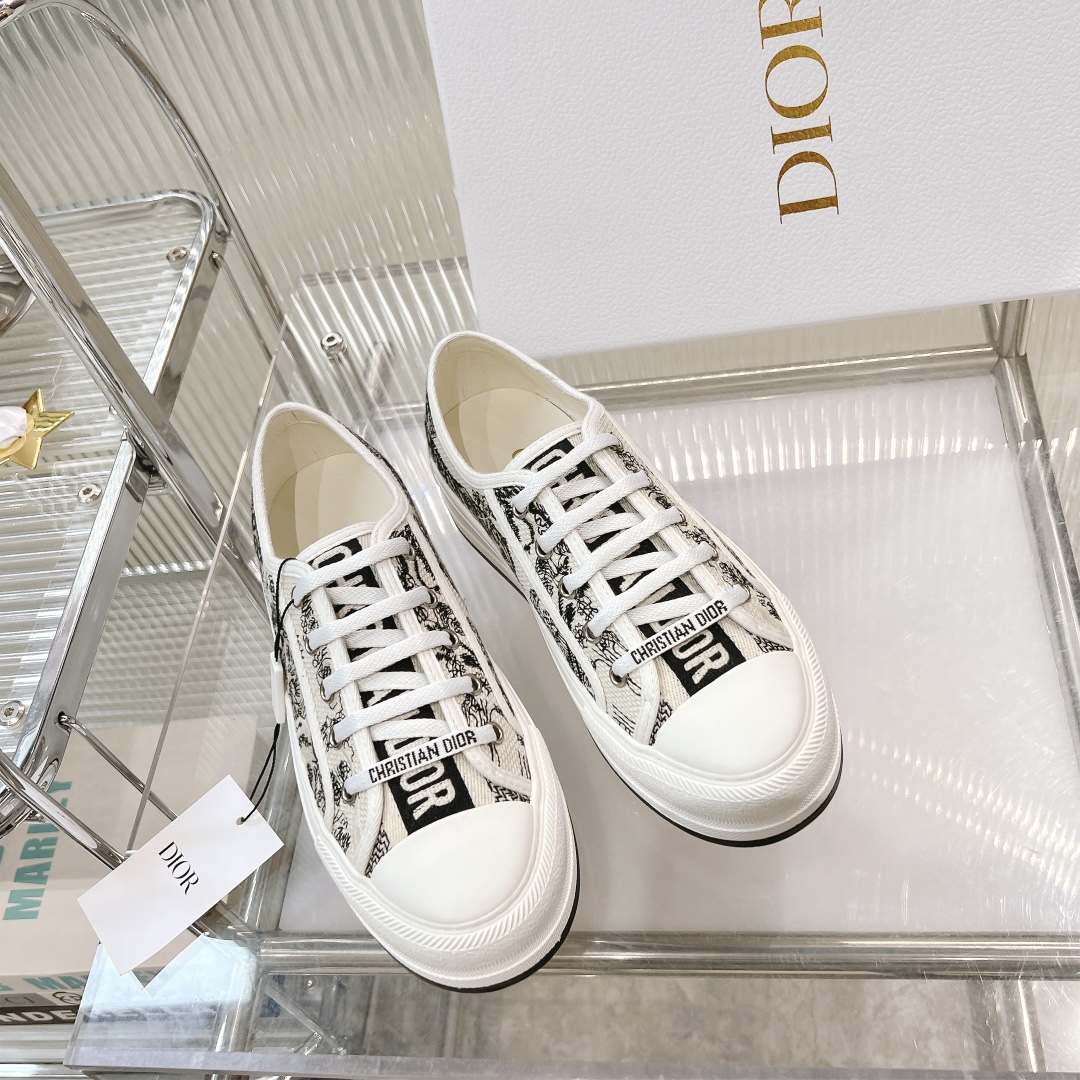 Dior Shoes Sneakers Embroidery Cotton Cowhide PU TPU Oblique Casual