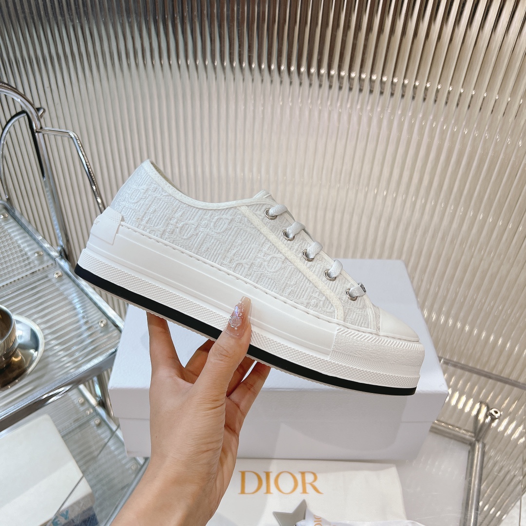 Dior Sneakers Canvas Shoes Embroidery Canvas Cotton Cowhide PU TPU Oblique Casual