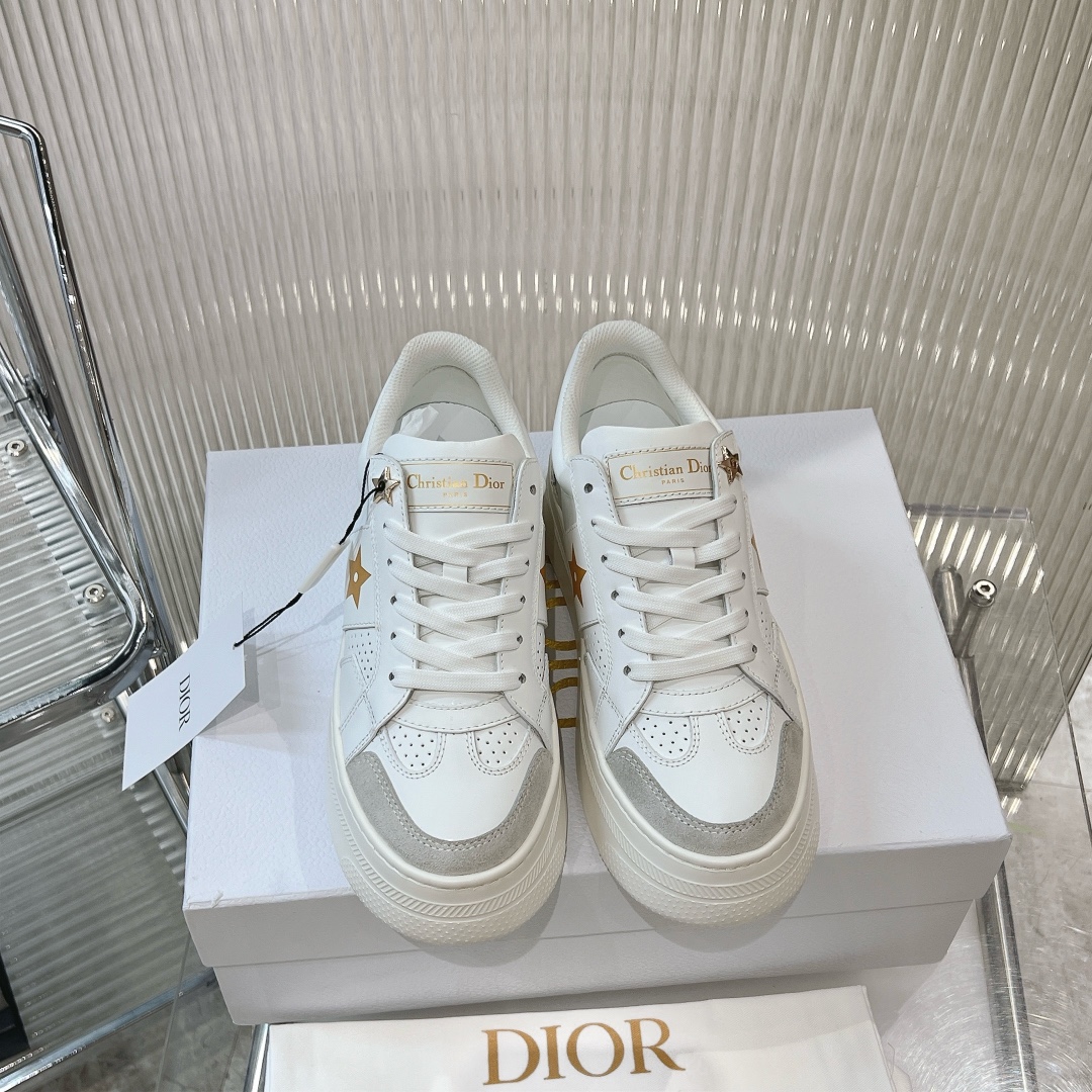 Dior Skateboard Shoes Sneakers Platform Shoes White Women Cowhide Fall Collection Casual