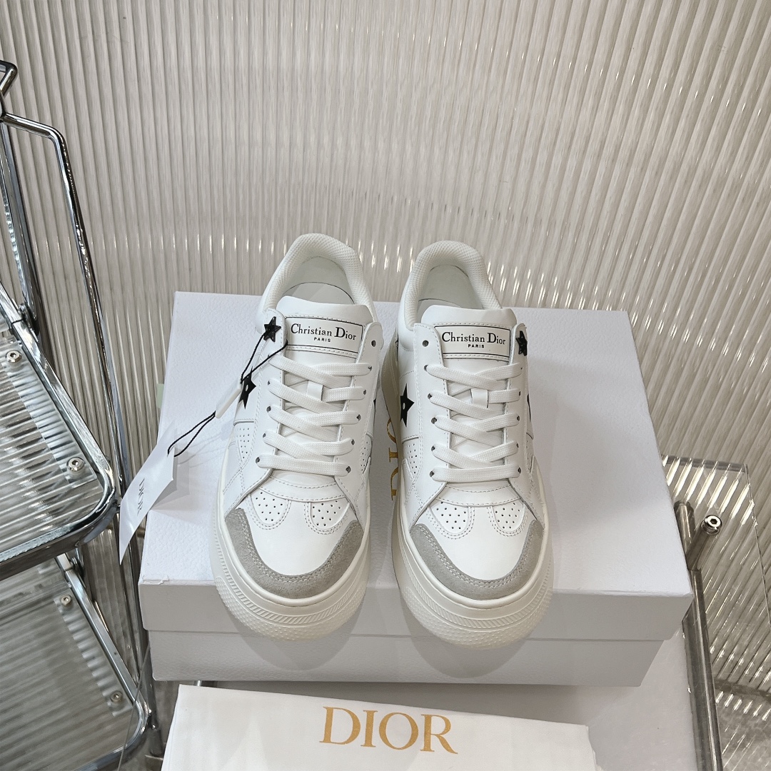 Dior Skateboard Shoes Sneakers Platform Shoes Top Sale
 White Women Cowhide Fall Collection Casual