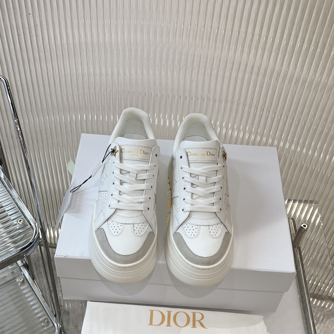 Dior Skateboard Shoes Sneakers Platform Shoes White Women Cowhide Fall Collection Casual