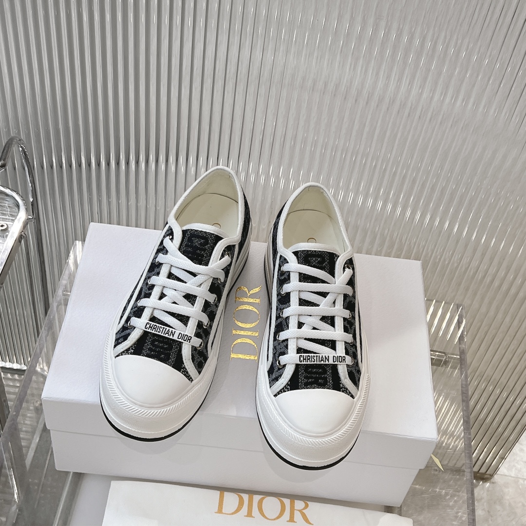 Dior Good
 Sneakers Canvas Shoes Embroidery Canvas Cowhide PU TPU Oblique Casual