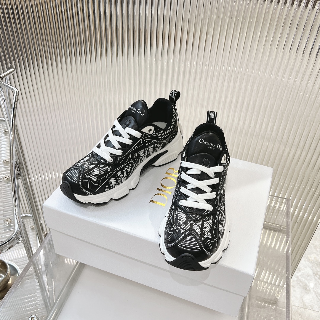 Dior Shoes Sneakers Printing Cowhide Fabric TPU Spring/Summer Collection Oblique Casual