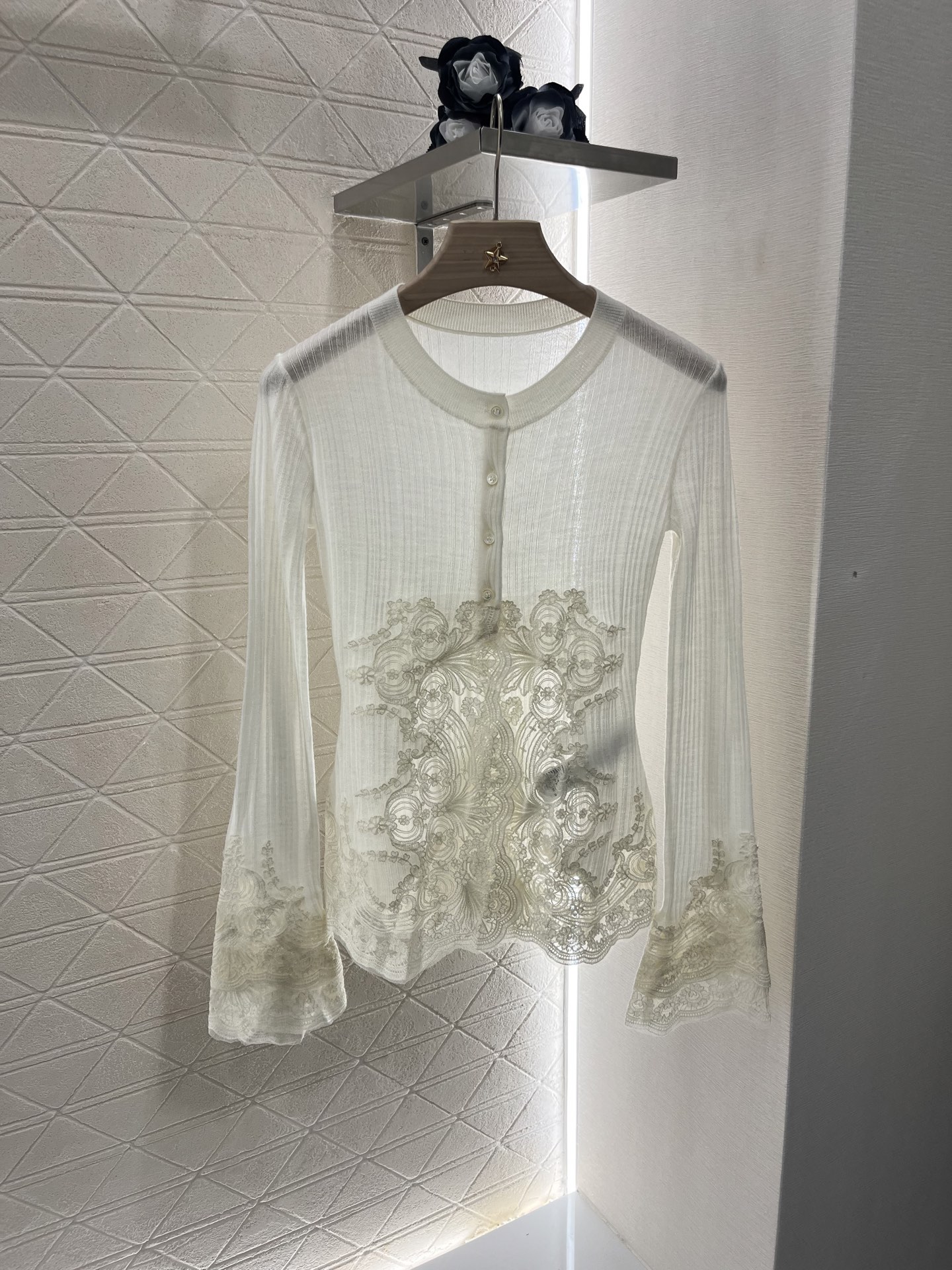 2025 Ermanno Scervino Women’s Suit: Luxurious Heavy-Worked Lace Knitting - 图片 1