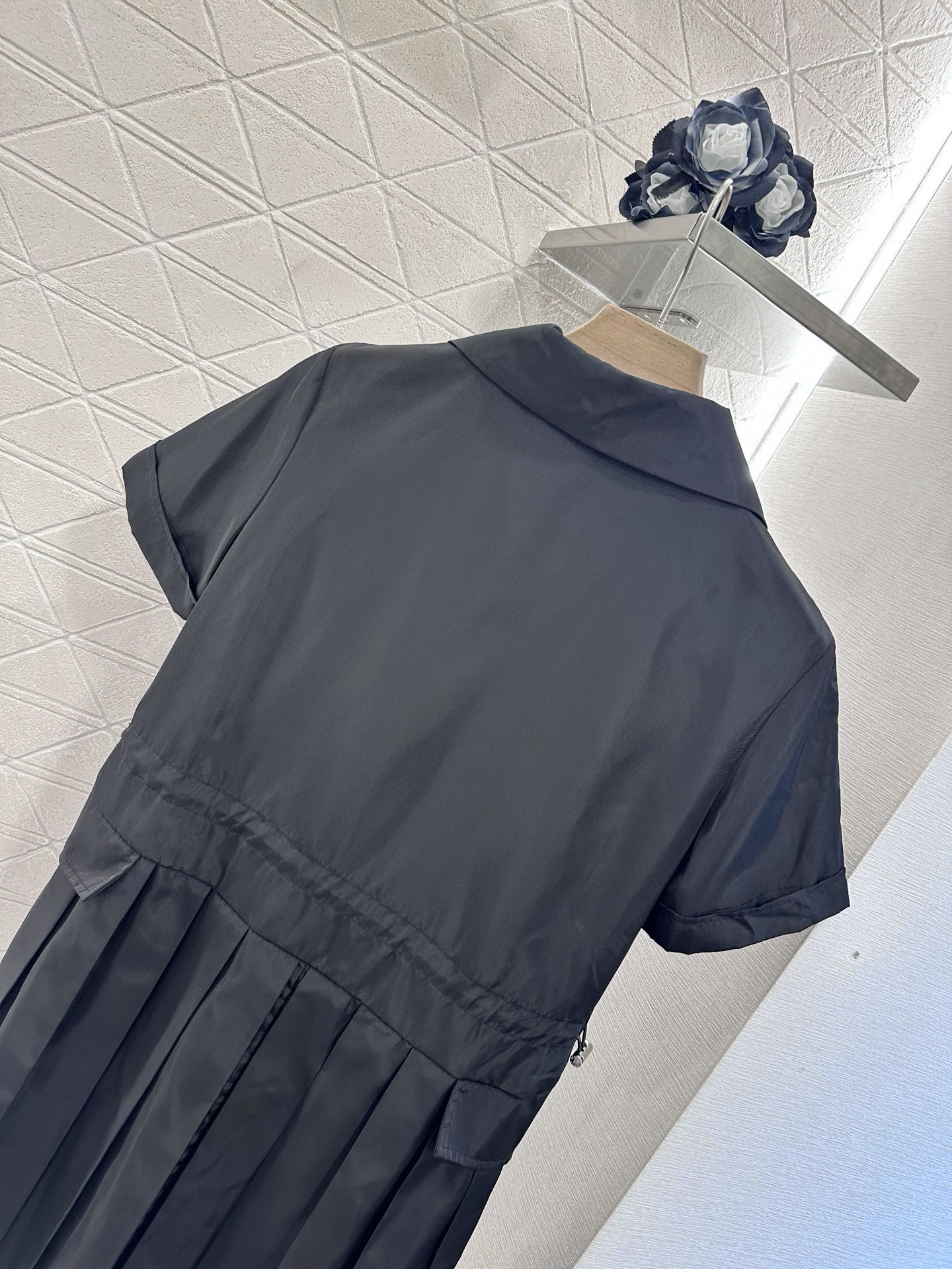 Prada Women's Black Recycled Nylon Pleated Mini Dress Short Sleeve 4 i1746647046587 9810 0 8