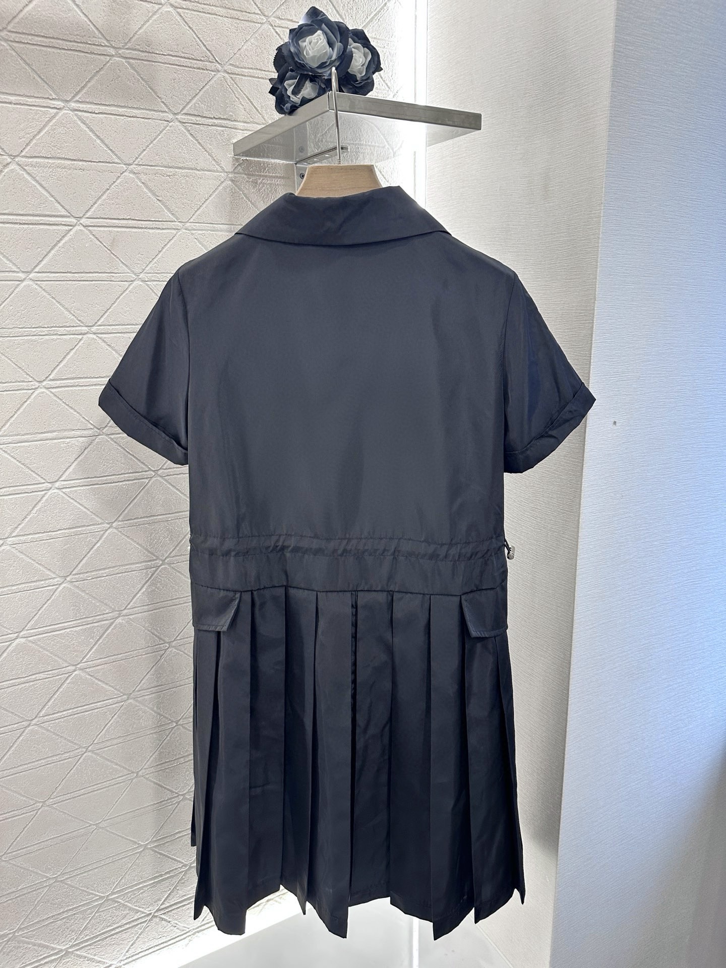 Prada Women's Black Recycled Nylon Pleated Mini Dress Short Sleeve 2 i1746647046609 1951 0 6