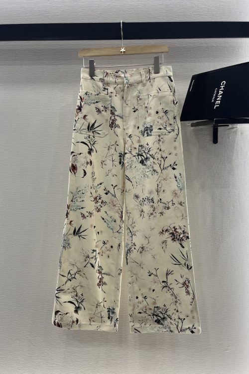 Dior Women's Floral Print High-Waisted Straight Leg Jeans - Elegant Style 1 Dior Women's Floral Print High-Waisted Straight Leg Jeans - Elegant Style