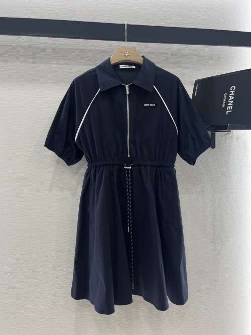 Miu Miu Women's Recycled Nylon Drawstring Utility Mini Dress 1 Miu Miu Women's Recycled Nylon Drawstring Utility Mini Dress