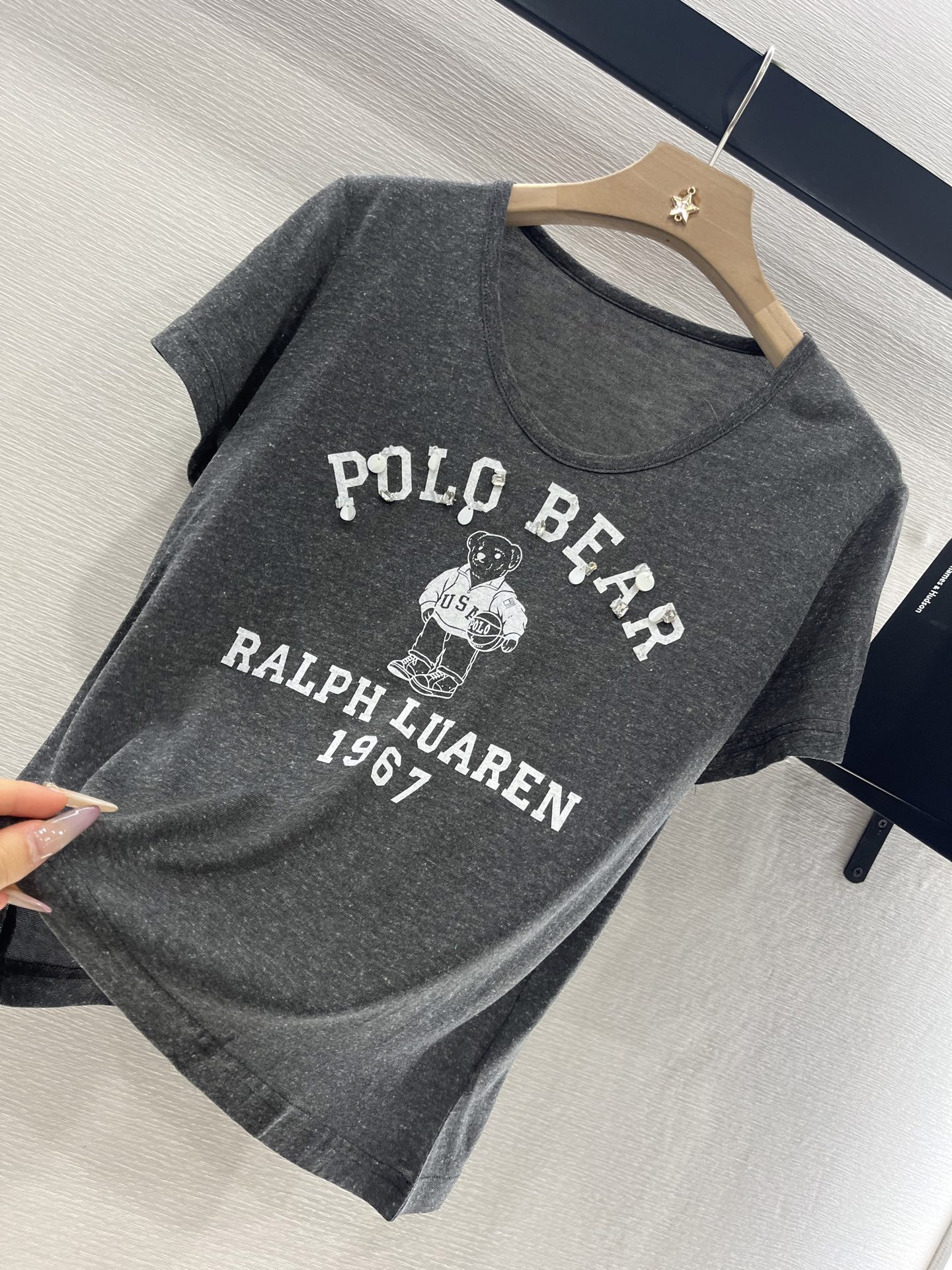 Ralph Lauren Women's Polo Bear Linen-Blend Tee, Gray, S-L 6 i1746986887329 9527 0 6