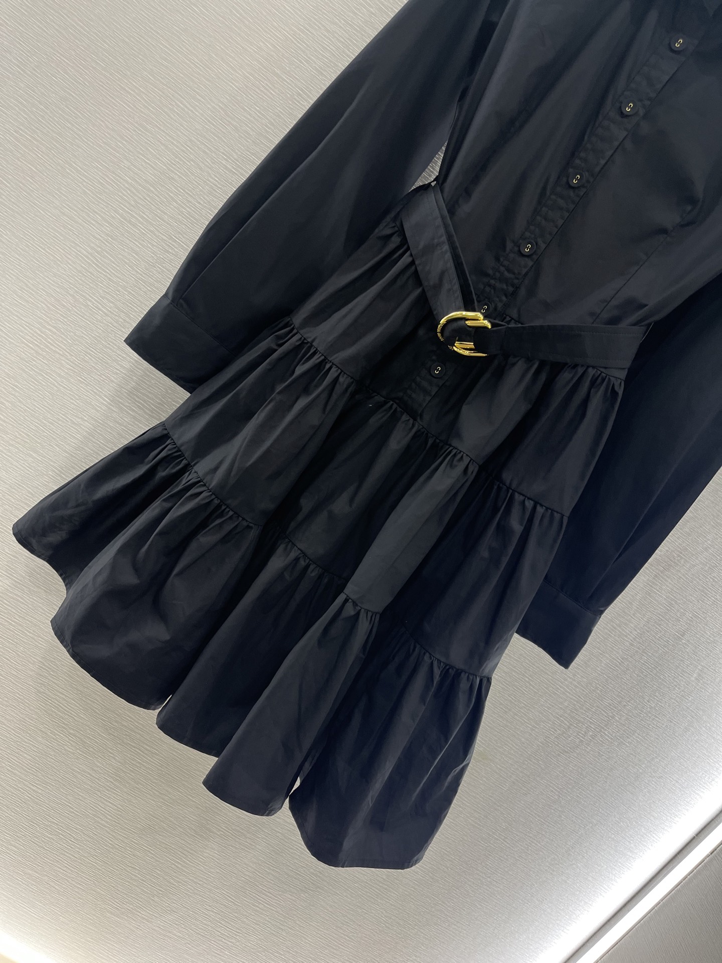 Elegant Tiered Belted Shirtdress - Long Sleeve, Flared Skirt - Versatile Style 5 i1746987890726 9240 0 3