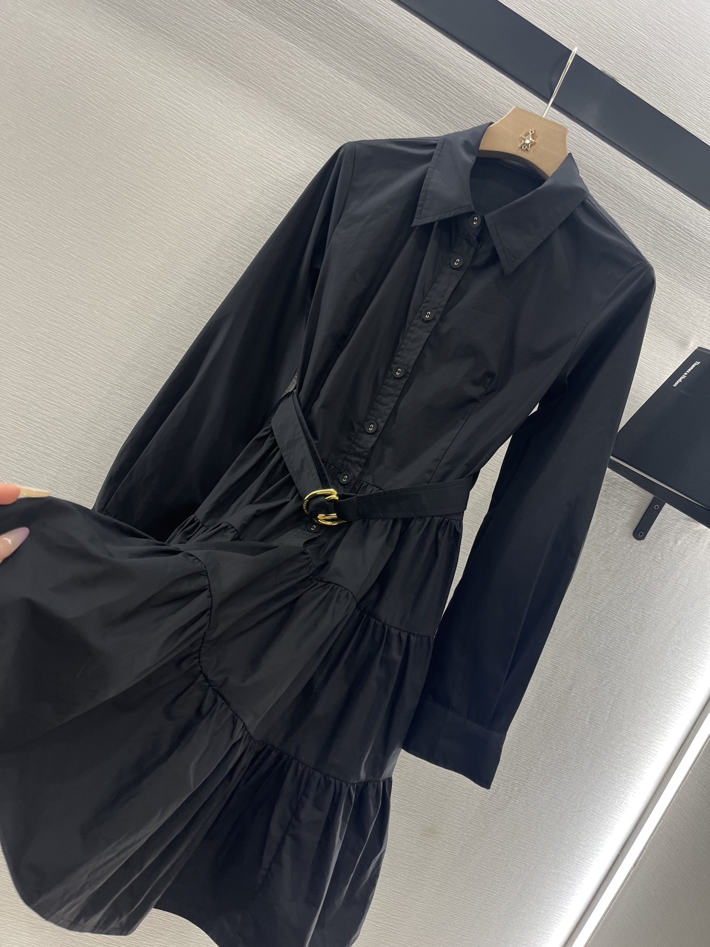 Elegant Tiered Belted Shirtdress - Long Sleeve, Flared Skirt - Versatile Style 6 i1746987890751 4983 0 5