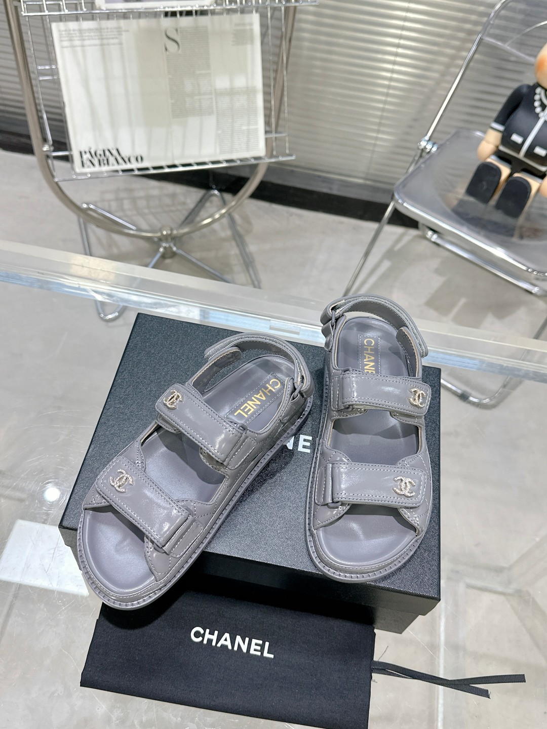 Chanel Shoes Sandals Cowhide Genuine Leather Sheepskin Beach