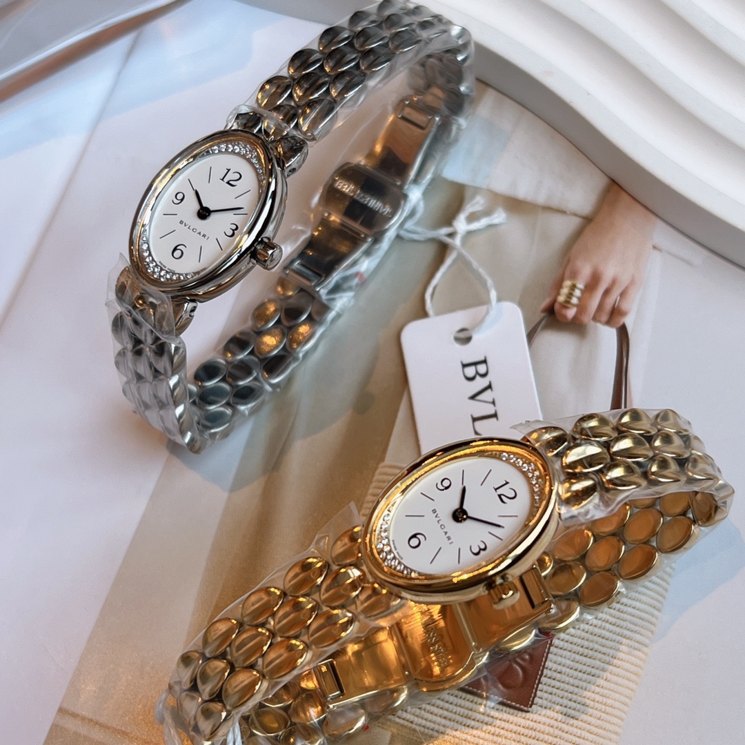 Bvlgari B.zero1 gold / silver case, diamond bezel, white dial, metal bracelet 22mm Women's Quartz