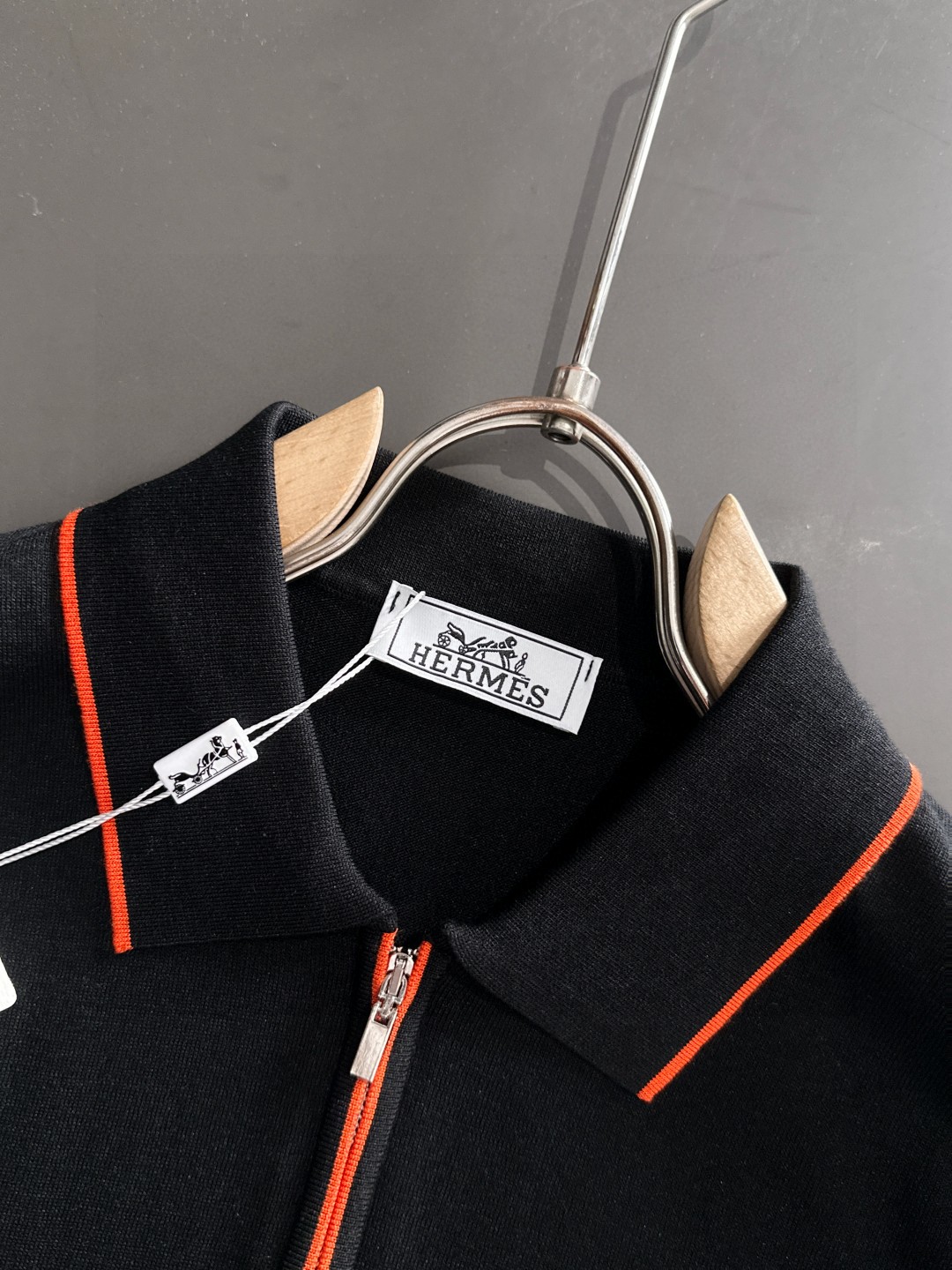 Hermès Men's Black Polo Shirt with Orange Trim, Short Sleeve T-Shirt 5 a1752309119248 5400