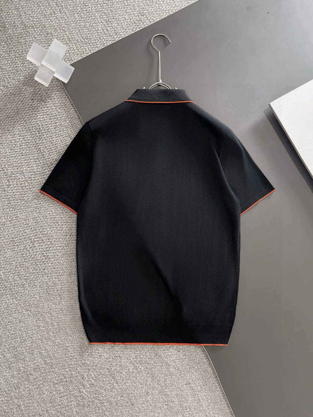 Hermès Men's Black Polo Shirt with Orange Trim, Short Sleeve T-Shirt 9 a1752309120505 2730