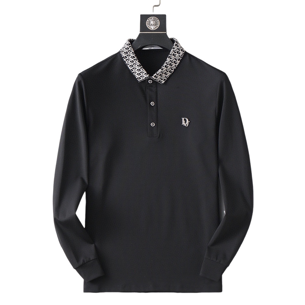Dior Clothing Polo T-Shirt Embroidery Men Cotton Fall/Winter Collection Fashion Long Sleeve